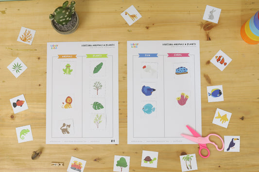 Let’s Learn to Sort! Explore the World of Animals & Plants with This Fun Printable 🦁🌿