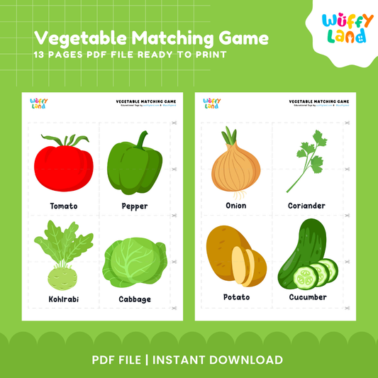 Vegetable Matching Game – Learning Cards for Kids