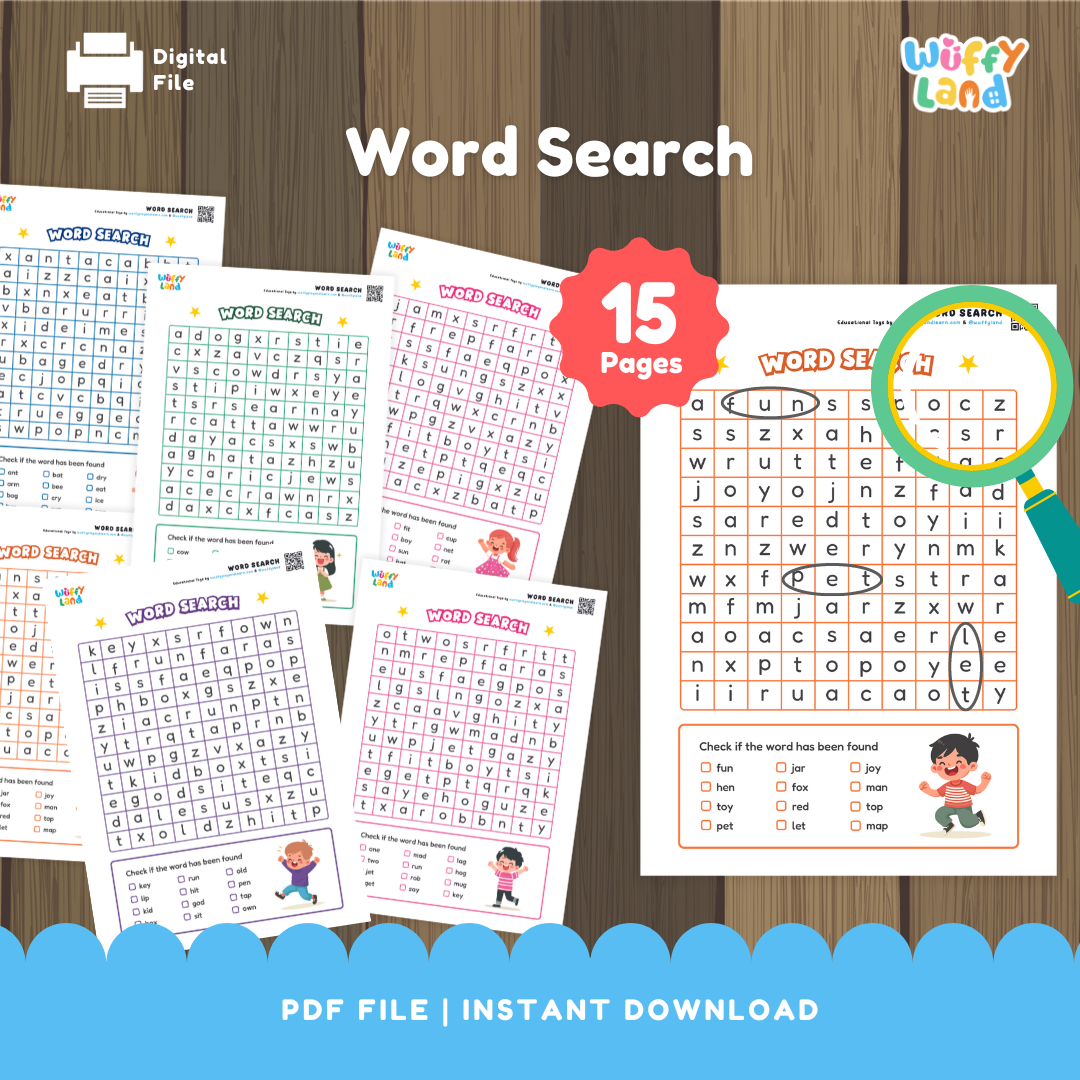 Word Search Puzzle Pack - Educational Word Searches for Kids