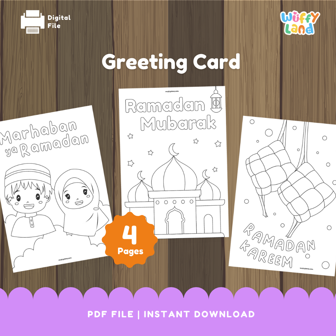 Ramadan & Eid Printable Greeting Cards - DIY Coloring Cards for Kids