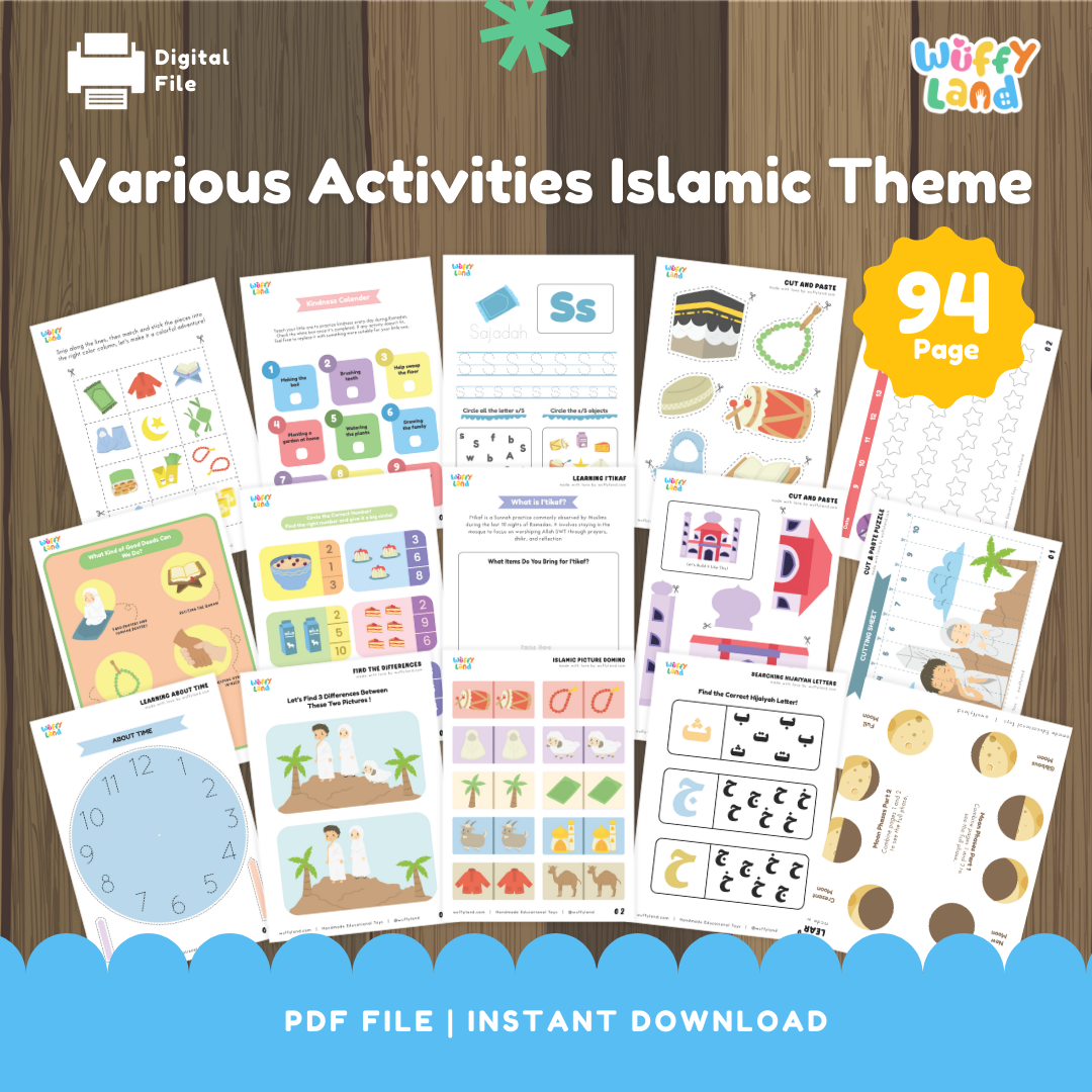 Islamic Theme Activity Pack | 94 Pages Printable Worksheets | Arabic, Tracing, Coloring & More!
