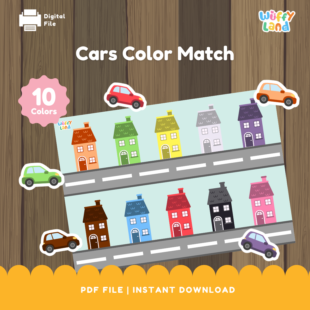 Car Color Matching Activity - Fun Printable for Kids - Color Recognition Game