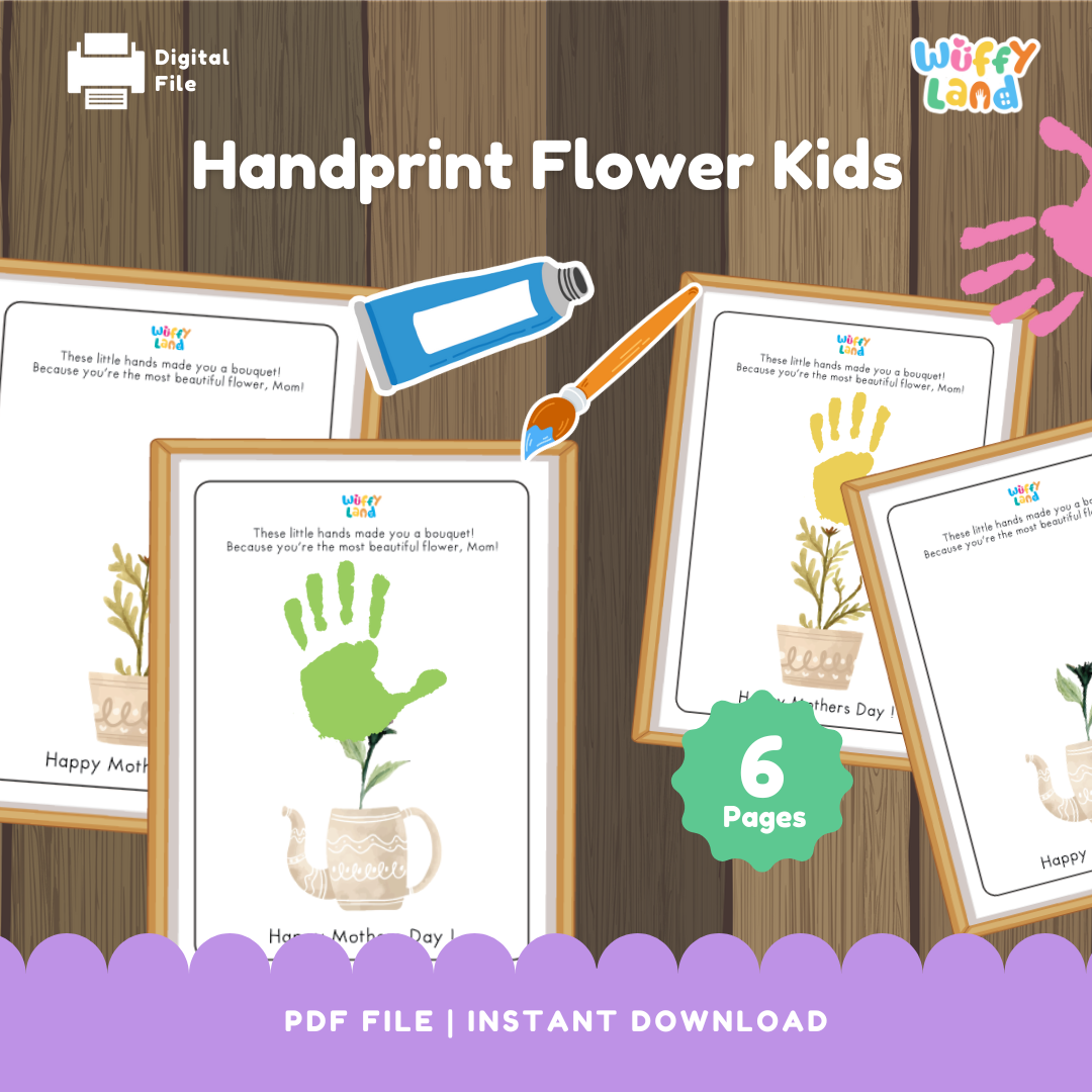 Handprint Flower Kids Craft - Mother's Day Activity - Keepsake Printable for Preschool & Kindergarten
