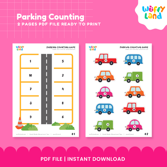 Parking Lot Counting – Number Match Printable Activity