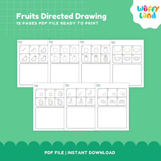 Fruits Directed Drawing for Kids – Printable Step-by-Step Art Fun!