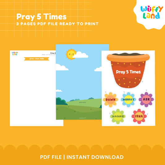 Pray 5 Times Craft - Islamic Activity for Kids - Interactive Salah Chart