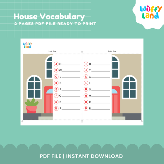 House Vocabulary Foldable Book for Kids – Room & Object Identification Activity