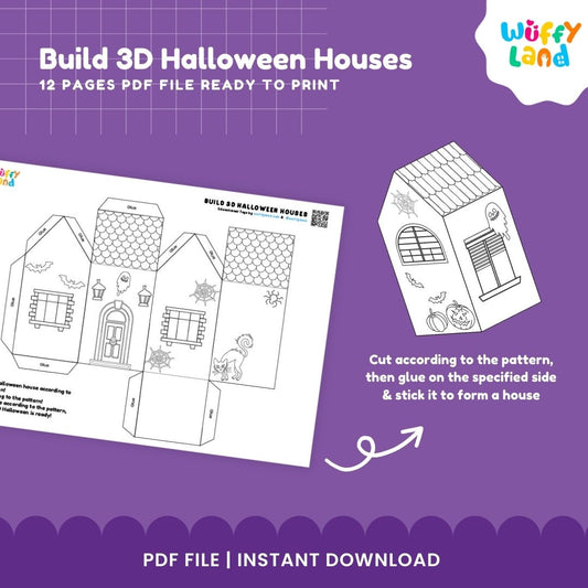 HALLOWEEN Build 3D Houses Printable - Fun DIY Halloween Craft for Kids