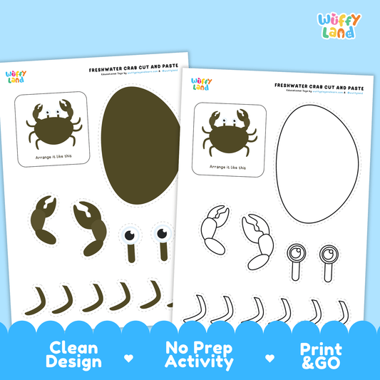 Freshwater Crab Cut and Paste Craft | Crab Coloring Page & Animal Activity