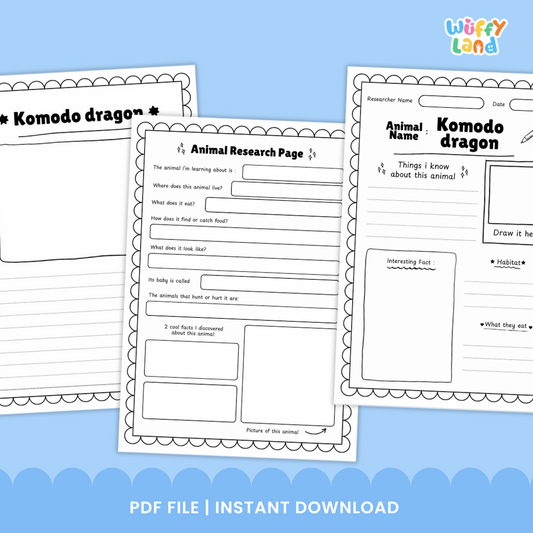 Komodo Dragon Animal Research Project - Posters, Graphic Organizer & Writing