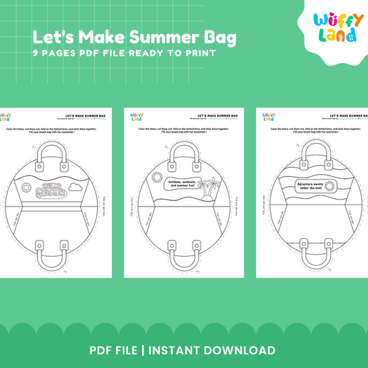 Summer Bag Craft for Kids - Cut & Paste Printable Activity - Fine Motor & Pretend Play