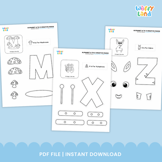 Alphabet A to Z Craft Activities - Cut and Paste Letter Worksheets - Fine Motor Practice
