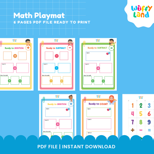 Math Playmat – Printable Addition, Subtraction, and Comparison