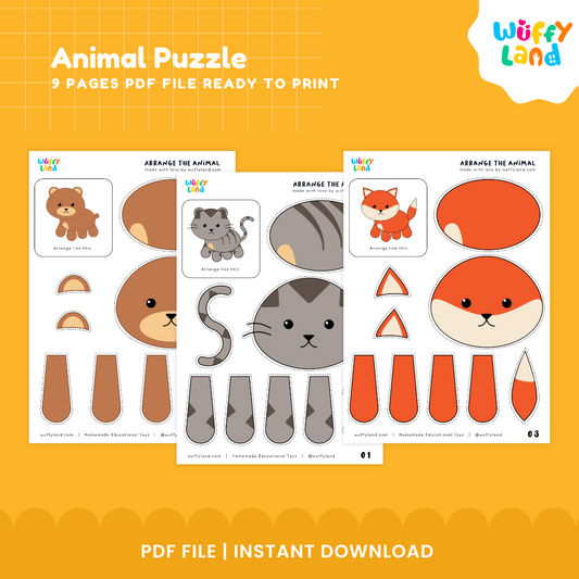 Animal Puzzle – Tiger & Deer Cut and Match Activity