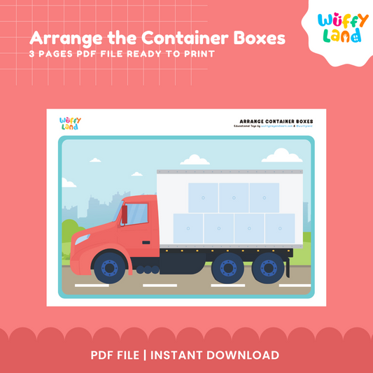 Arrange the Container Boxes Printable - Visual Spatial Logic Game for Kids