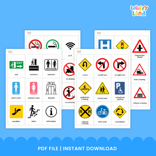 Community Signs Flashcards - Traffic & Safety Sign Cards for Kids, ESL, Special Education