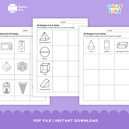3D Shape Attributes Worksheets – 3D Object Characteristics Activities with Answer Key