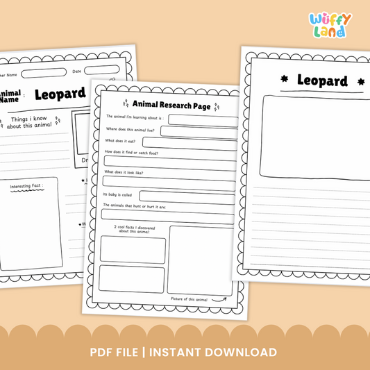 Leopard Animal Research Project - Posters, Graphic Organizer & Writing Pages
