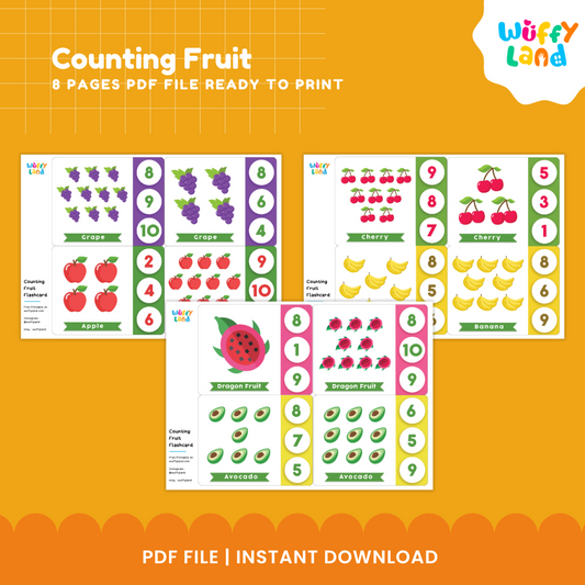 Counting Fruit Flashcards – Learn Numbers with Fruits