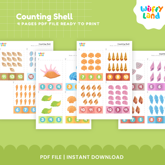 Shell Counting Cards – Ocean-Themed Number Activity