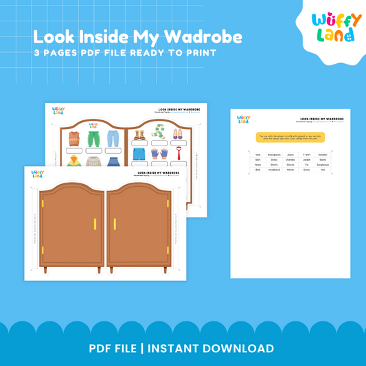 Look Inside My Wardrobe – Cut & Paste Clothing Activity for Kids - Preschool & Kindergarten Printable