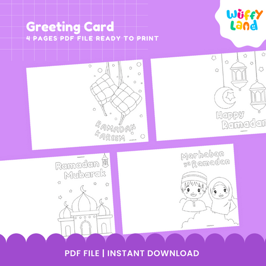 Ramadan & Eid Printable Greeting Cards - DIY Coloring Cards for Kids