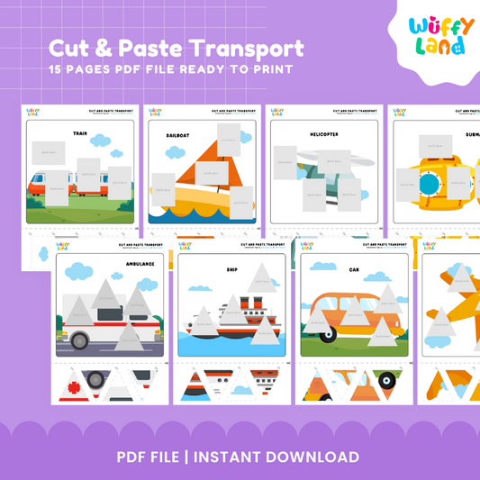 Cut and Paste Transportation – Vehicles Craft for Kids