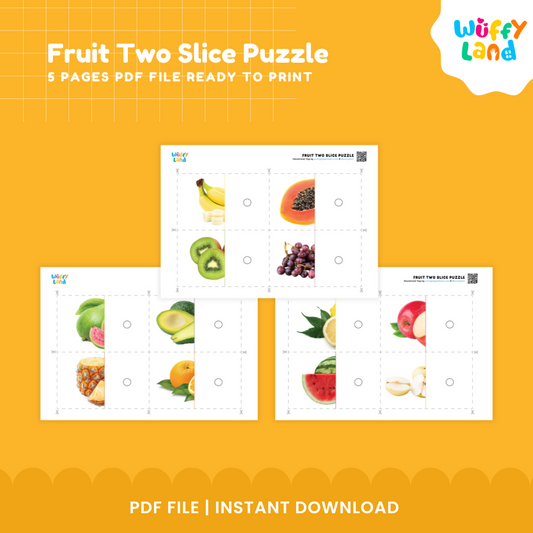 Fruit Two Slice Puzzle - Fun & Educational Printable Activity for Kids