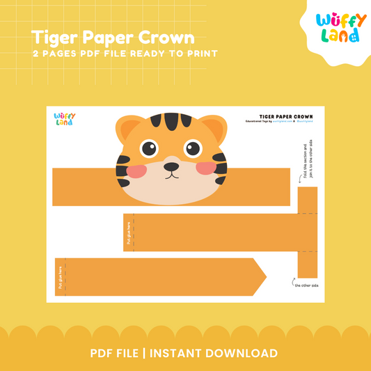 Tiger Paper Crown Craft - Printable Animal Hat for Kids - Fun Jungle Theme Activity