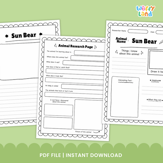 Sun Bear Animal Research Project | Posters, Graphic Organizer & Writing Pages