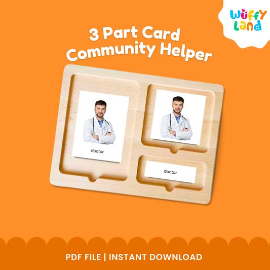 Community Helpers Flashcards with Real Image Montessori 3 Part Card