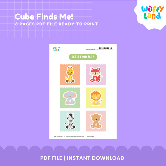 Cube Finds Me! - Fun Printable Dice Game for Kids - Animal & Object Matching Activity