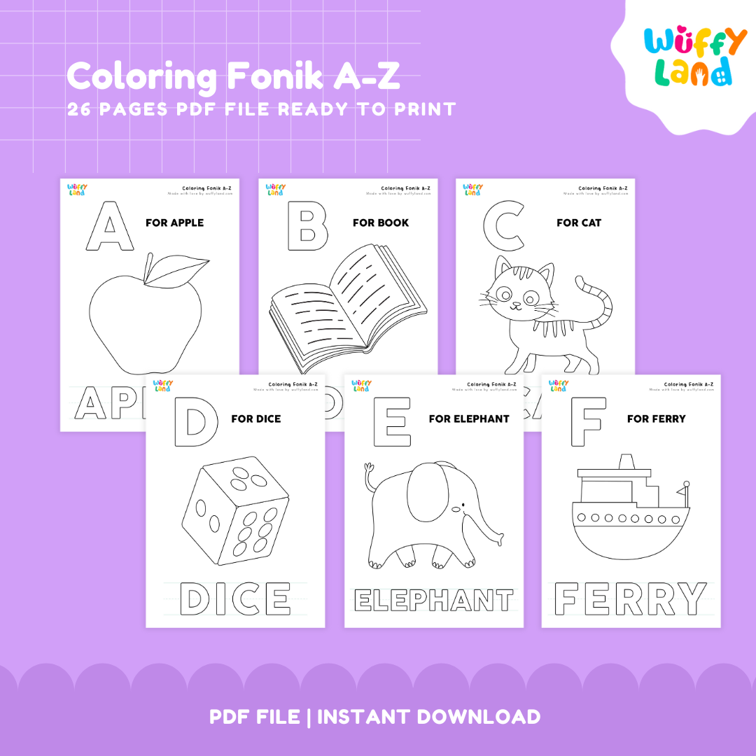 Coloring Phonics A-Z - Fun Alphabet Learning Activity Educational Phonics Coloring Pages for Kids