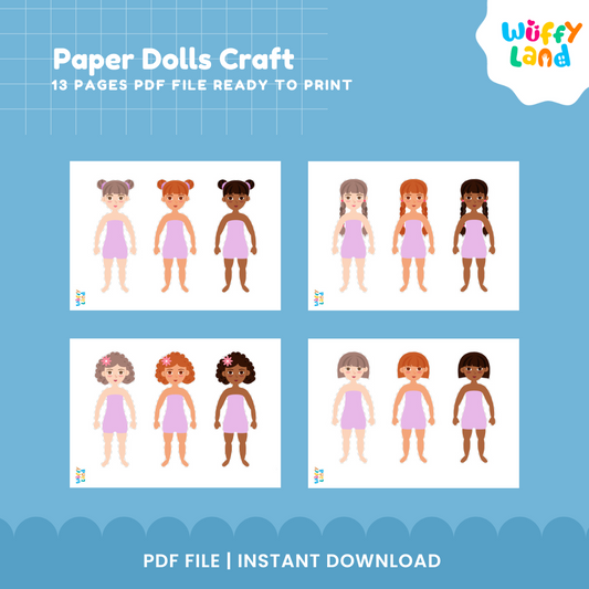Printable Paper Dolls – Cut & Dress DIY Craft Kit for Kids