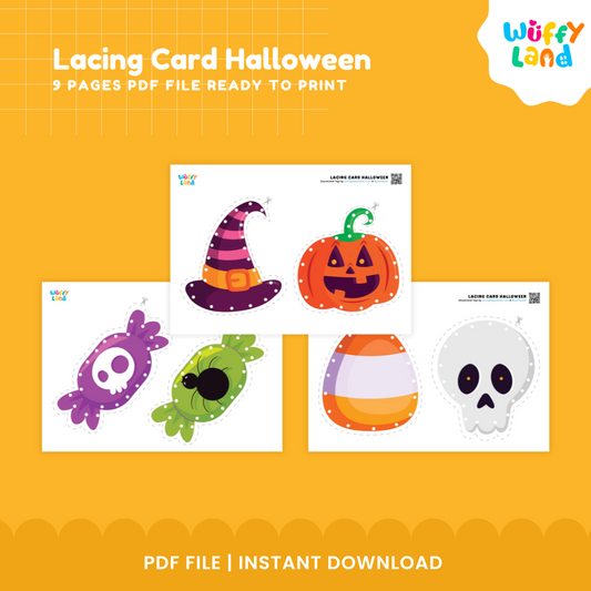Halloween Lacing Card Craft | Printable Kids Activity | DIY Halloween Decorations | Fun Educational PDF Download