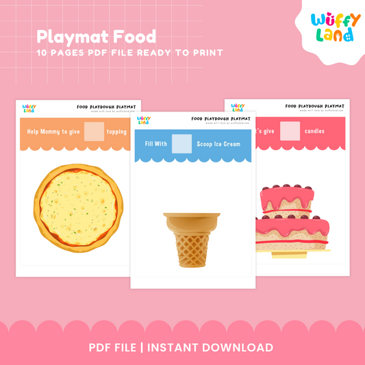 Food Playdough Mat Printable, Play Dough Activity Mats, Playmat Food