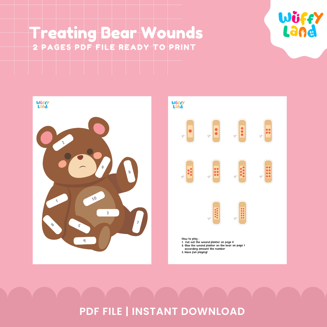 Printable Teddy Bear First Aid Activity - Pretend Play Doctor Set