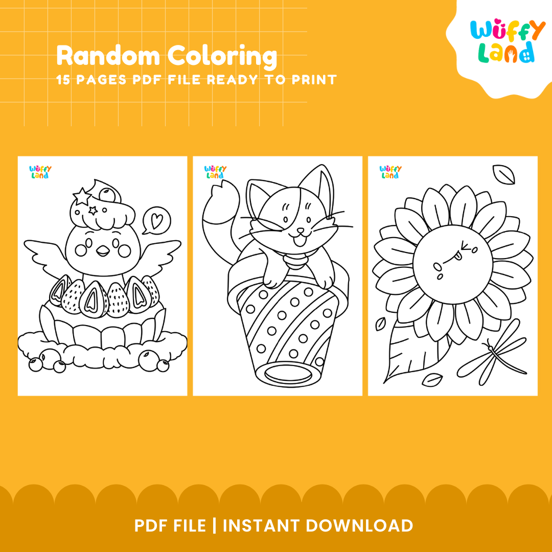 Whimsical Random Coloring Pages for Kids - 15 Page PDF Download