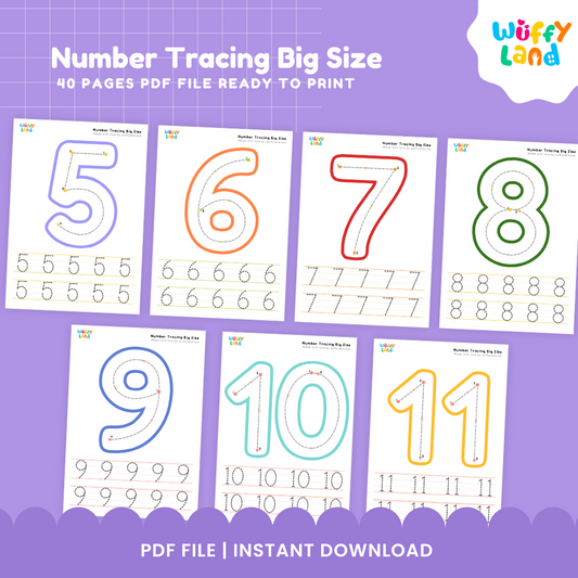 Big Number Tracing Worksheets – Learn to Write 1–20