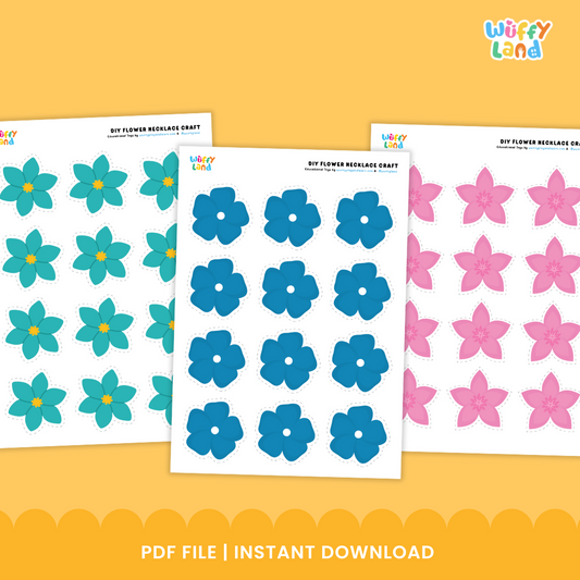 DIY Flower Necklace Craft Kit - Printable Flower Craft Activity for Kids