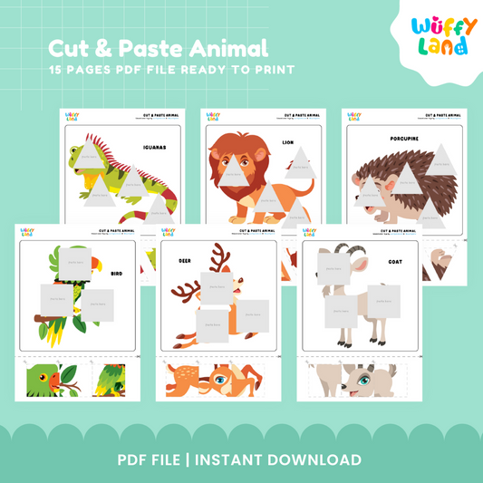 Cut and Paste Animals – DIY Animal Craft for Toddlers