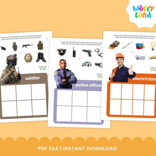 Community Helpers Sorting and Matching Mats Profession & Tools with Real Picture
