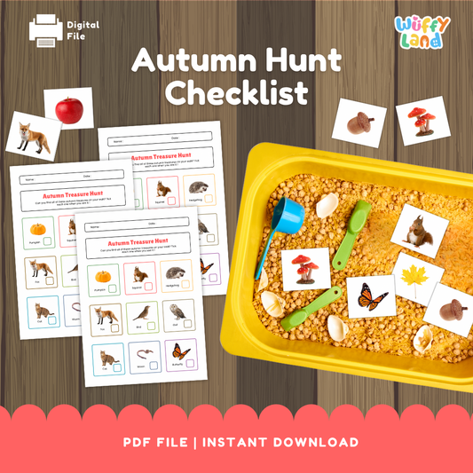Autumn Scavenger Hunt Checklist - Fall Nature Walk Activity - Printable Fall Treasure Hunt Game for Kids