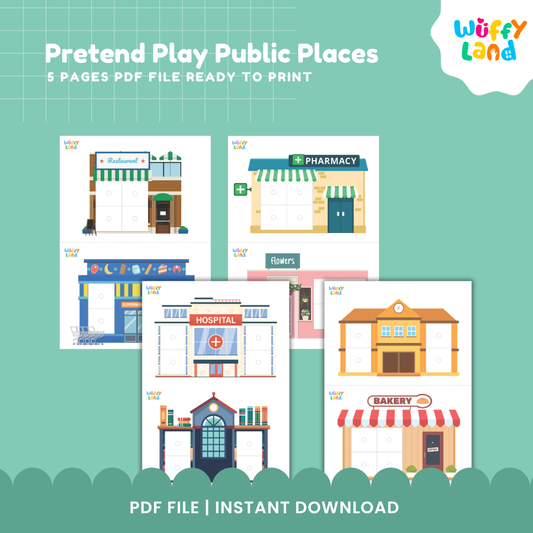 Pretend Play Public Places Bundle - Printable Dramatic Play Set for Kids