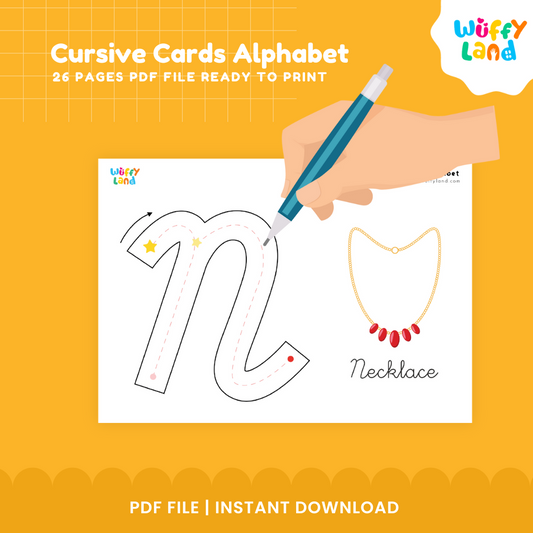 Cursive Alphabet Tracing – 26 Printable Pages for Kids