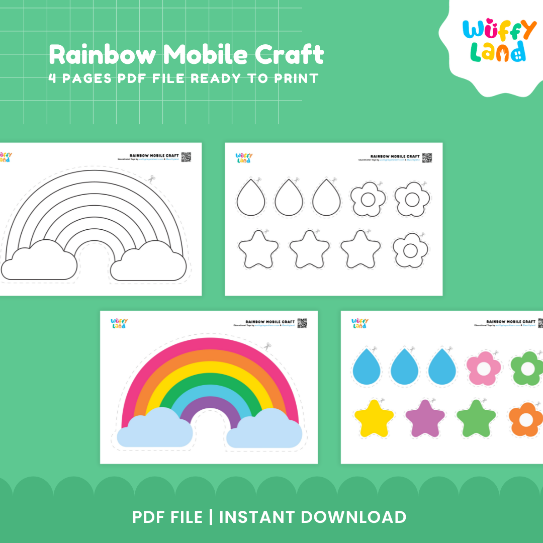 Rainbow Mobile Craft Printable | DIY Kids Room Decor | Star Hanging Mobile for Kids Crafting Fun