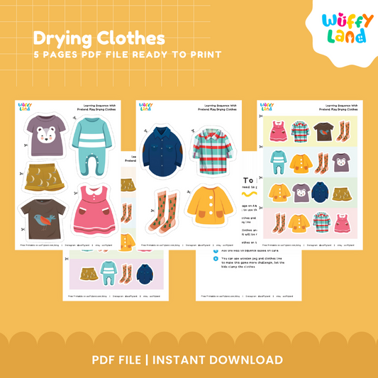 Clothes Drying Activity – Printable Laundry Pretend Play