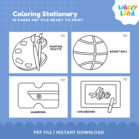 Stationery Coloring Pages – Printable School Supplies Theme