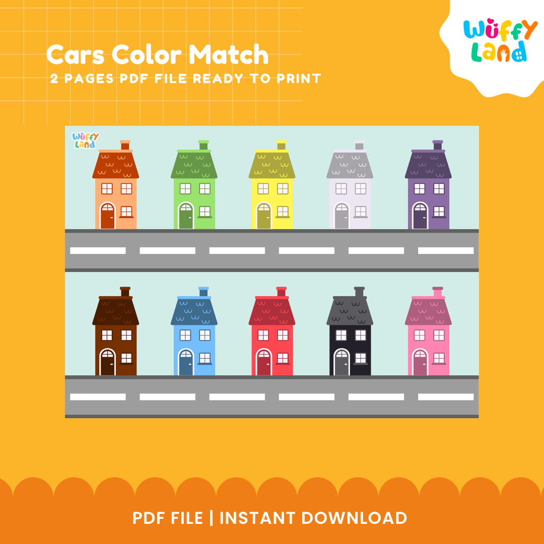 Car Color Matching Activity - Fun Printable for Kids - Color Recognition Game