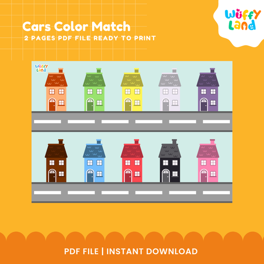 Car Color Matching Activity - Fun Printable for Kids - Color Recognition Game